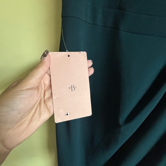 BHLDN Off-Shoulder Dark Green Midi Dress - Picture 3 of 5